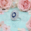 Stylish Silver Ring Featuring Blue Stones For Girl's