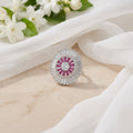 Stylish Silver Ring Featuring Purple Stones For Girl's
