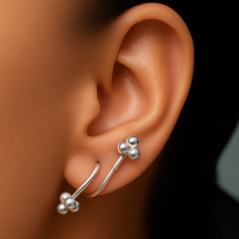 Stylish Silver Twist Hoop Earrings