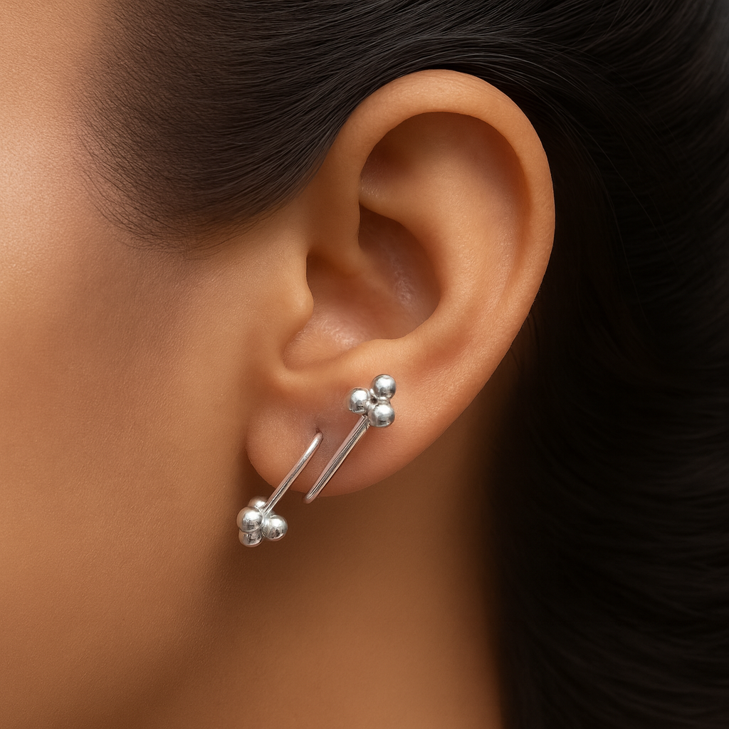 Stylish Silver Twist Hoop Earrings