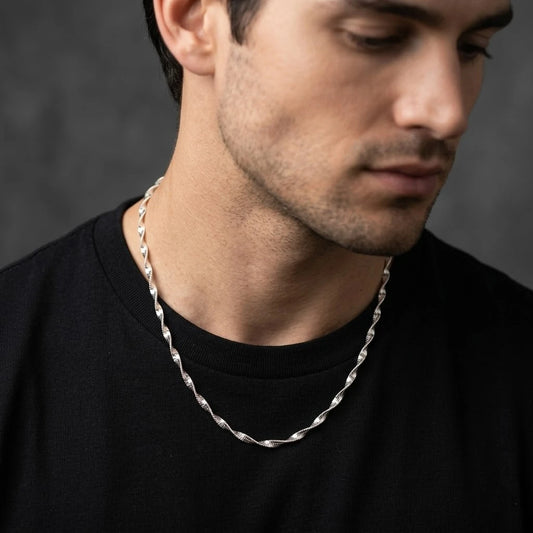 Stylish Spiral Curves Silver Chain for Women, Khushbhu Jewellers