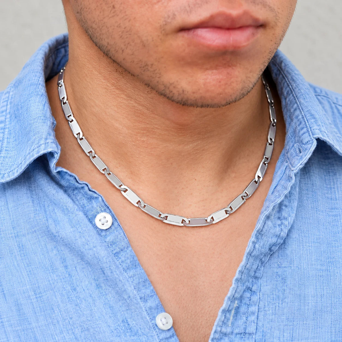 Stylish Sterling Silver Interlink Chain For Boys
