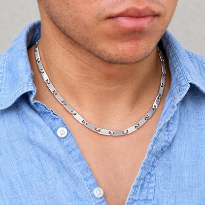 Stylish Sterling Silver Interlink Chain For Boys

