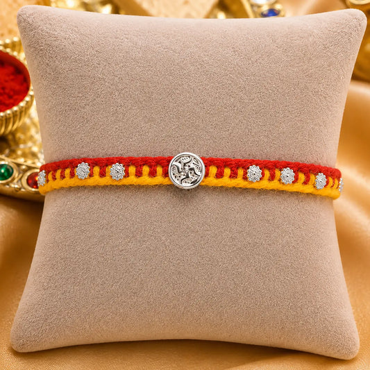 Swastik Charm Rakhi in Silver (combo)