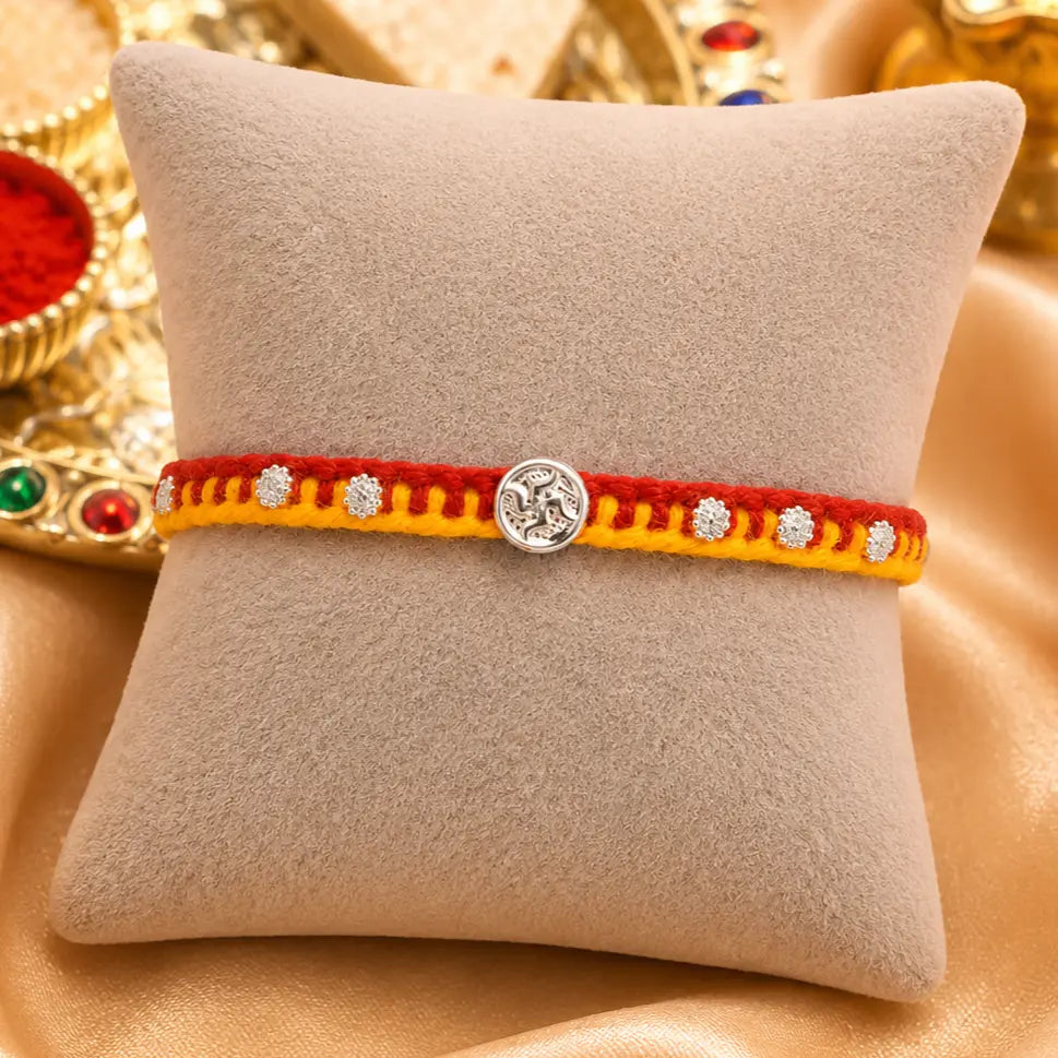 Swastik Charm Rakhi in Silver (combo)