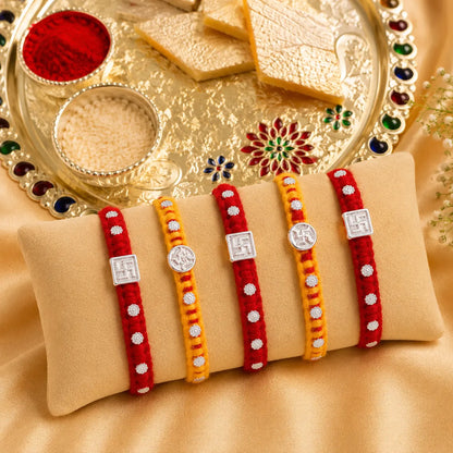 Swastik Charm Rakhi in Silver (combo)