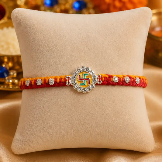 Swastik Glory Silver Rakhi