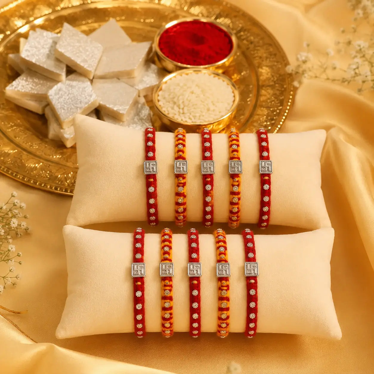Swastik Glow Silver Rakhi Edition