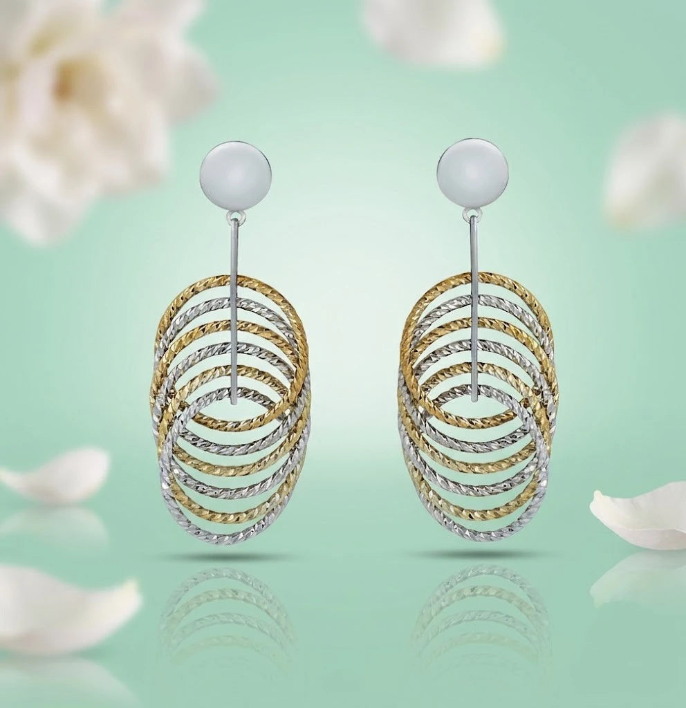 Tiered Teardrop Silver Drop Earrings