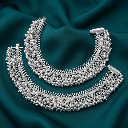 Timeless Silver Payal, Rajasthani Design, with Dazzling Ghungroo Elements.