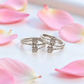 Silver Cross Floral Adjustable Toe Ring (Bichiya) for Women & Girls