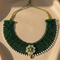 Traditional Green Beaded Silver Floral Choker Necklace for Women