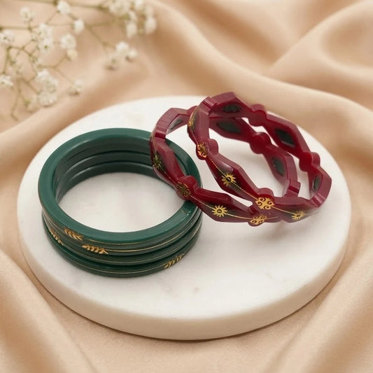 Traditional Handcrafted Red & Green with Gold Motif Design