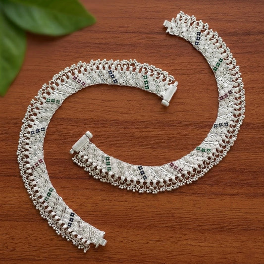 Traditional Silver Filigree Payal for Women 