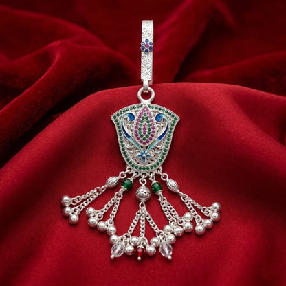 Traditional Silver Peacock Motif Chabi Chhalla  Designer Silver Key Holder Pendant
