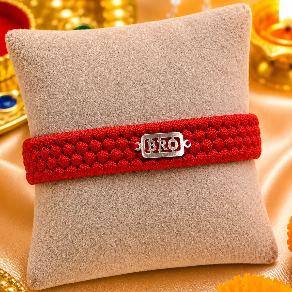 Trendy BRO Silver Rakhi Gift for Bhai
