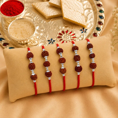 Trio Rudraksh Rakhi in Silver