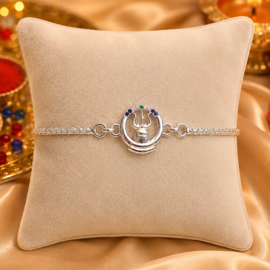 Trishul Silver Rakhi Bracelet