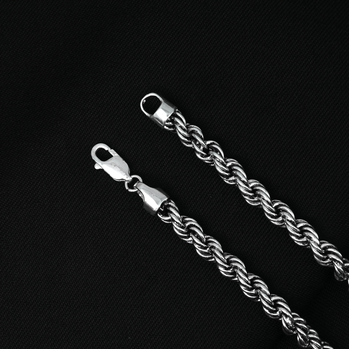 Twisted Rope Linked Silver Chain For Boys
