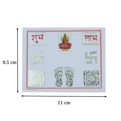 Silver Shubh Labh Laxmi Charan Paduka Set Attract Wealth, Prosperity & Abundance