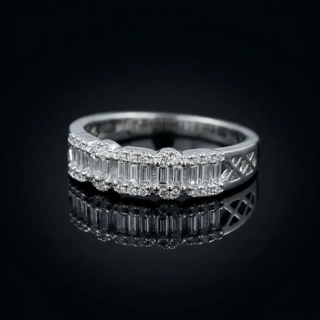Vintage Baguette Diamond Half Eternity Ring for Women