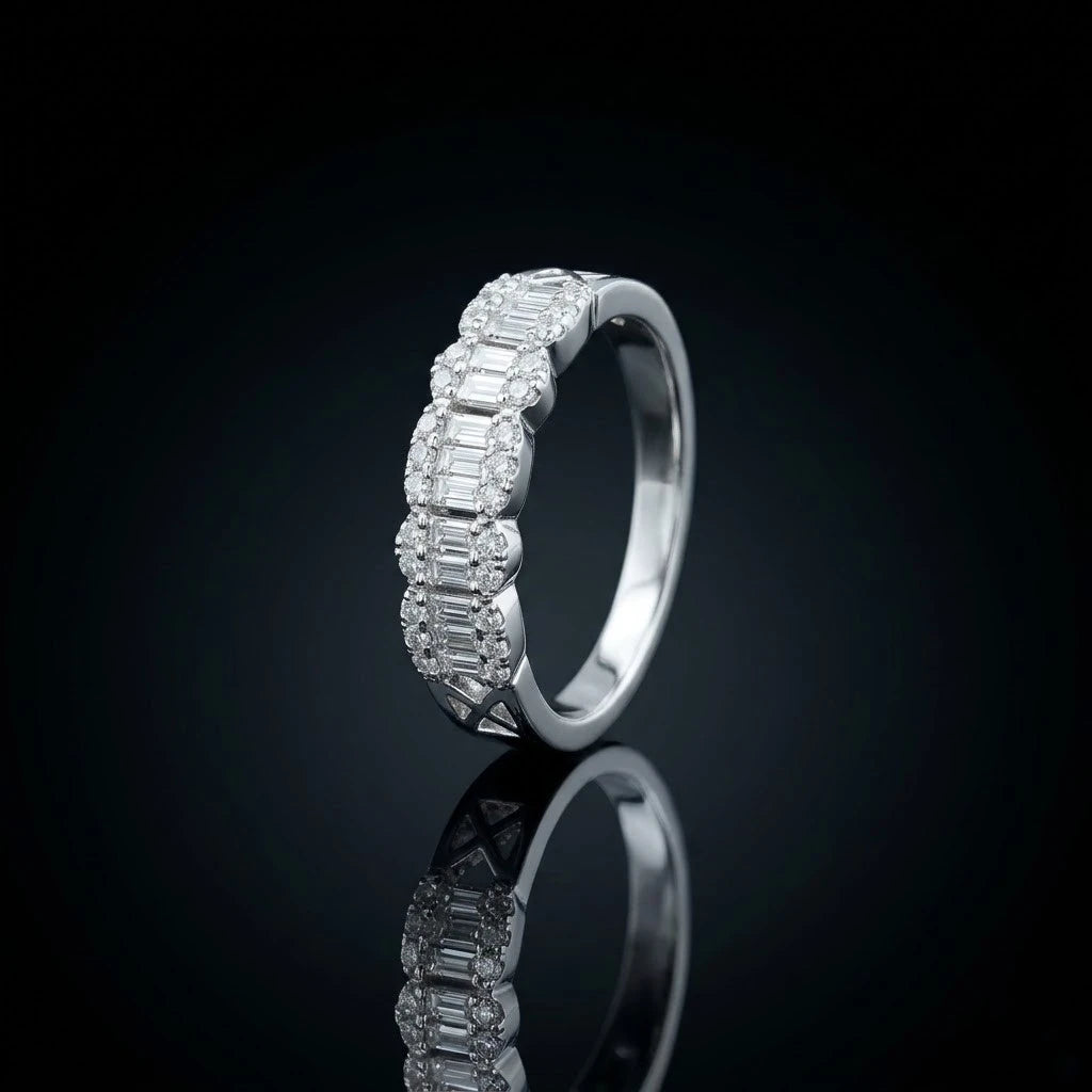 Vintage Baguette Diamond Half Eternity Ring for Women