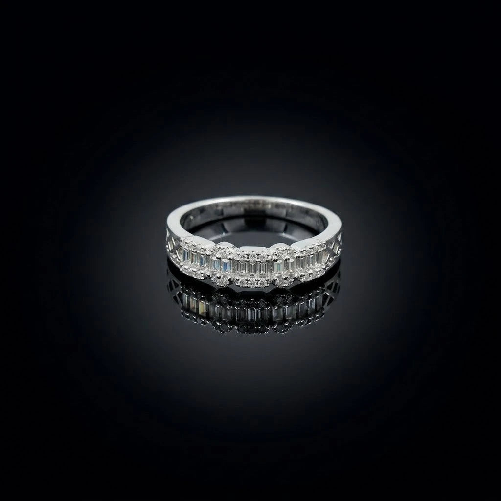 Vintage Baguette Diamond Half Eternity Ring for Women