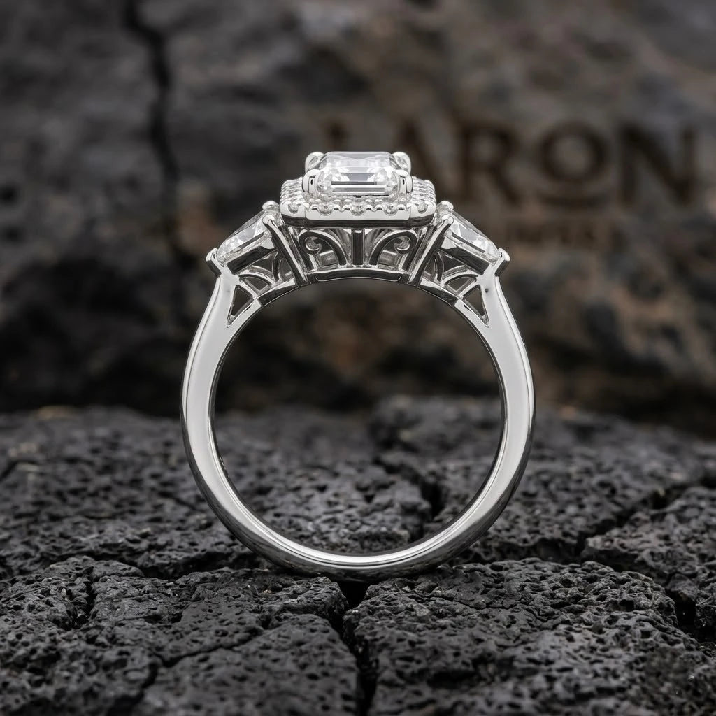 Vintage Emerald Cut Diamond Halo Ring