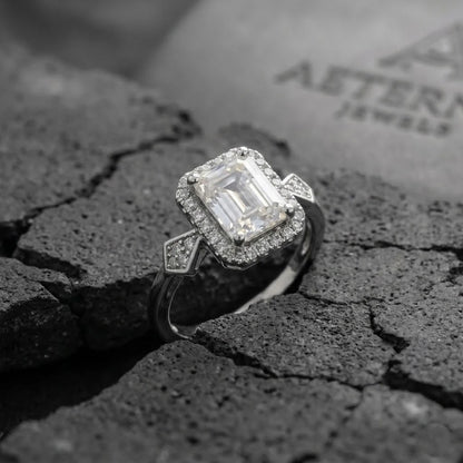 Vintage Emerald Cut Diamond Halo Ring