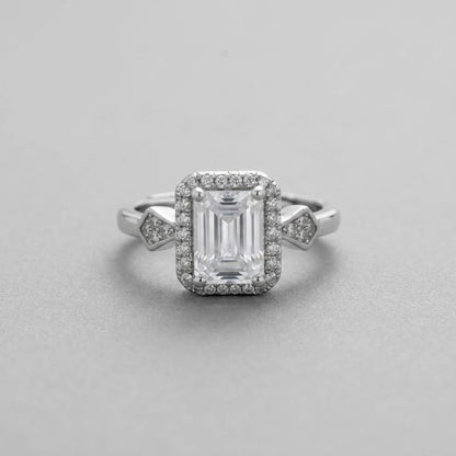 Vintage Emerald Cut Diamond Halo Ring