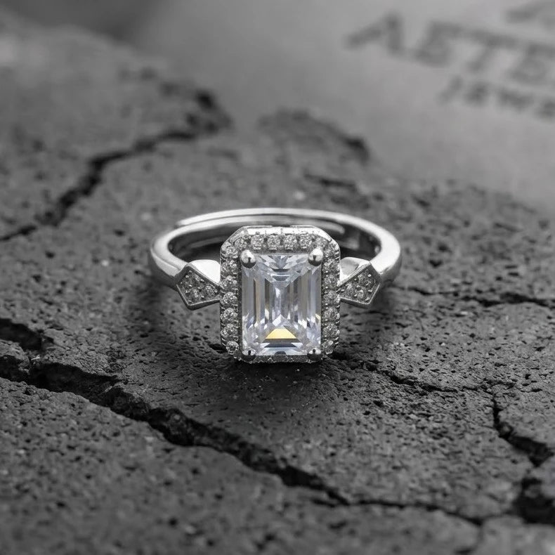 Vintage Emerald Cut Diamond Halo Ring