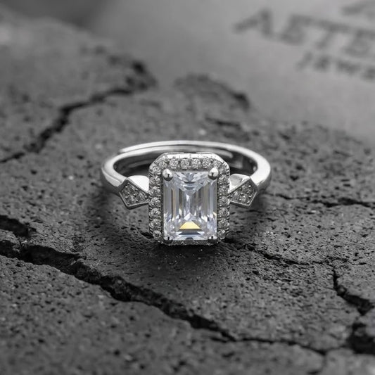 Vintage Emerald Cut Diamond Halo Ring