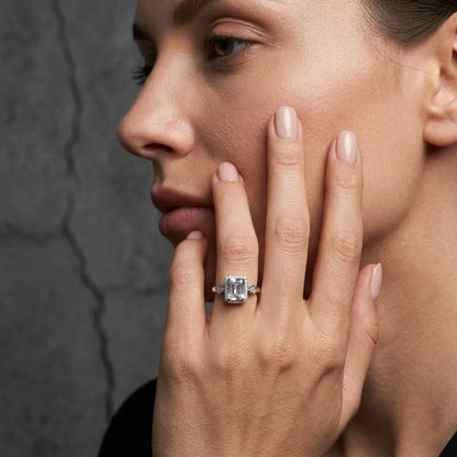 Vintage Emerald Cut Diamond Halo Ring