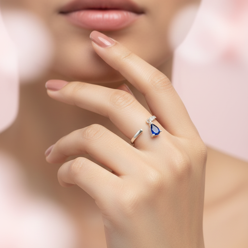 Waterdrop Latkan Adjustable Silver Ring