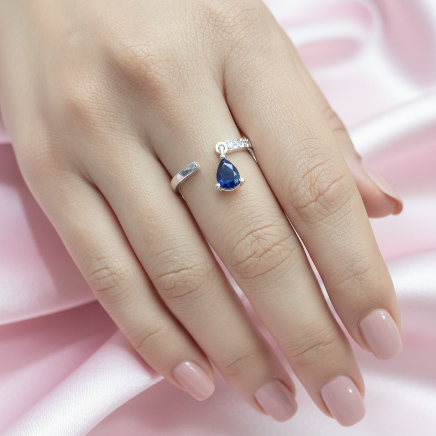 Waterdrop Latkan Adjustable Silver Ring