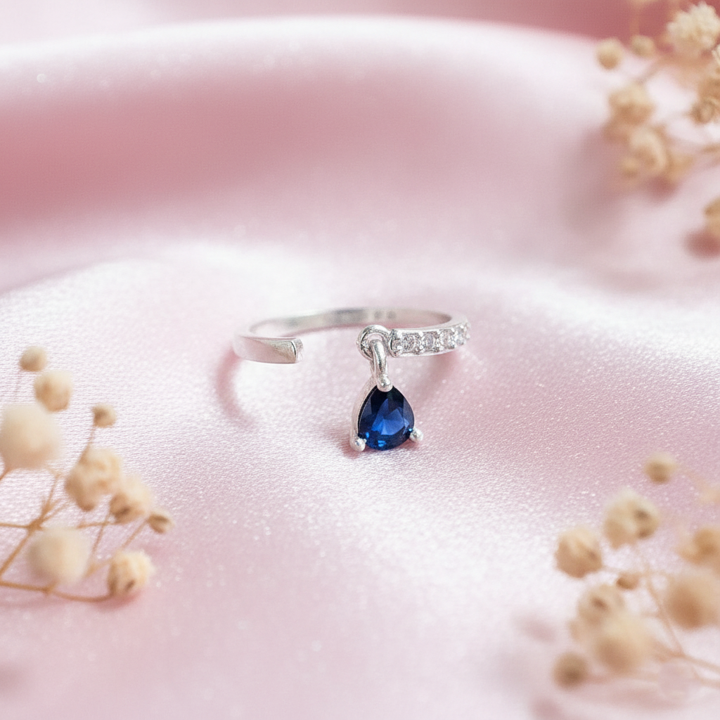 Waterdrop Latkan Adjustable Silver Ring