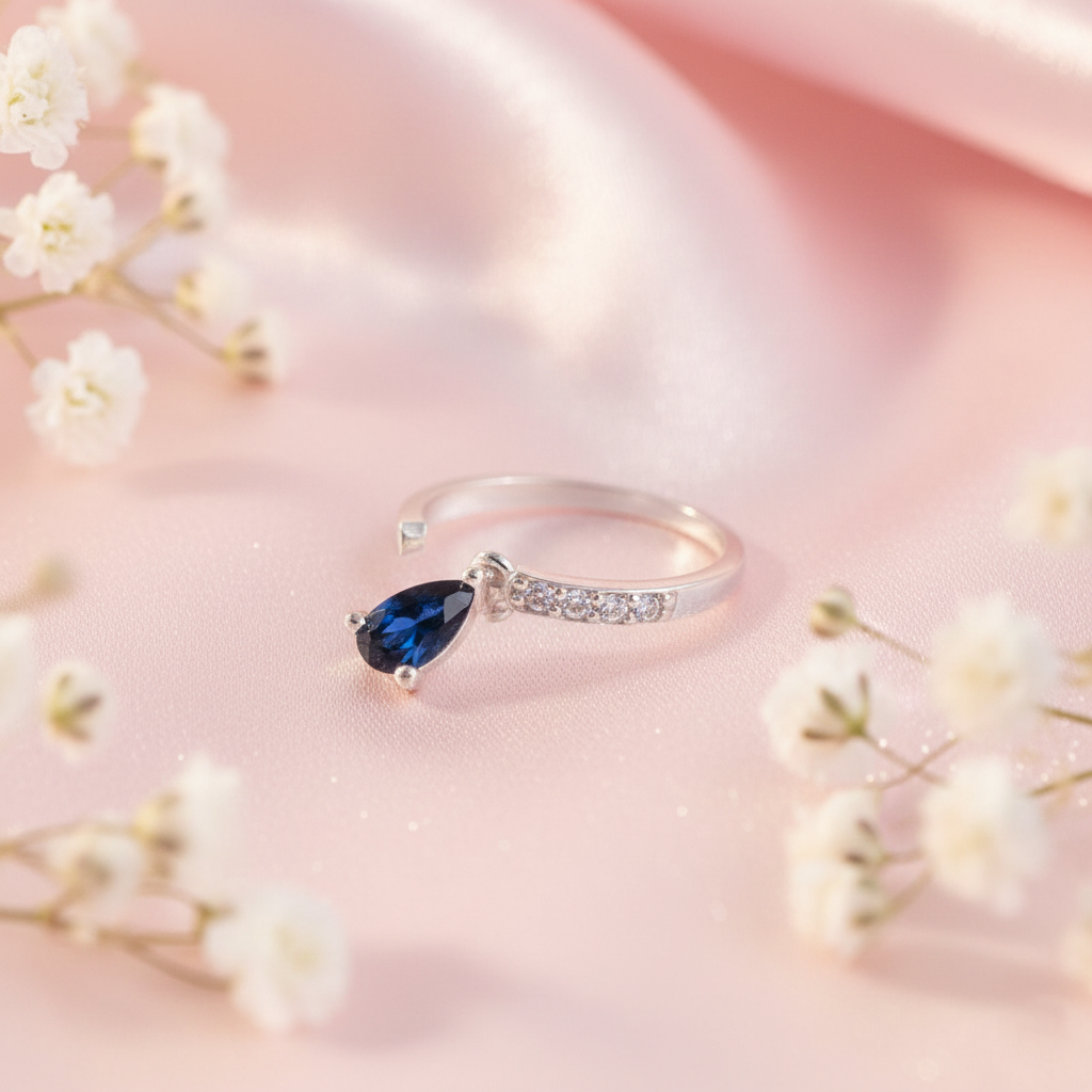 Waterdrop Latkan Adjustable Silver Ring