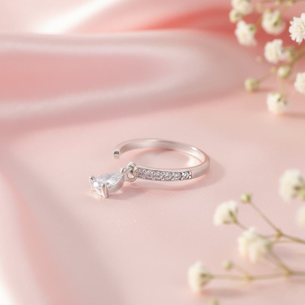 Waterdrop Latkan Adjustable Silver Ring