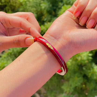 Maroon Bangles with Golden Detailing Classic Collection