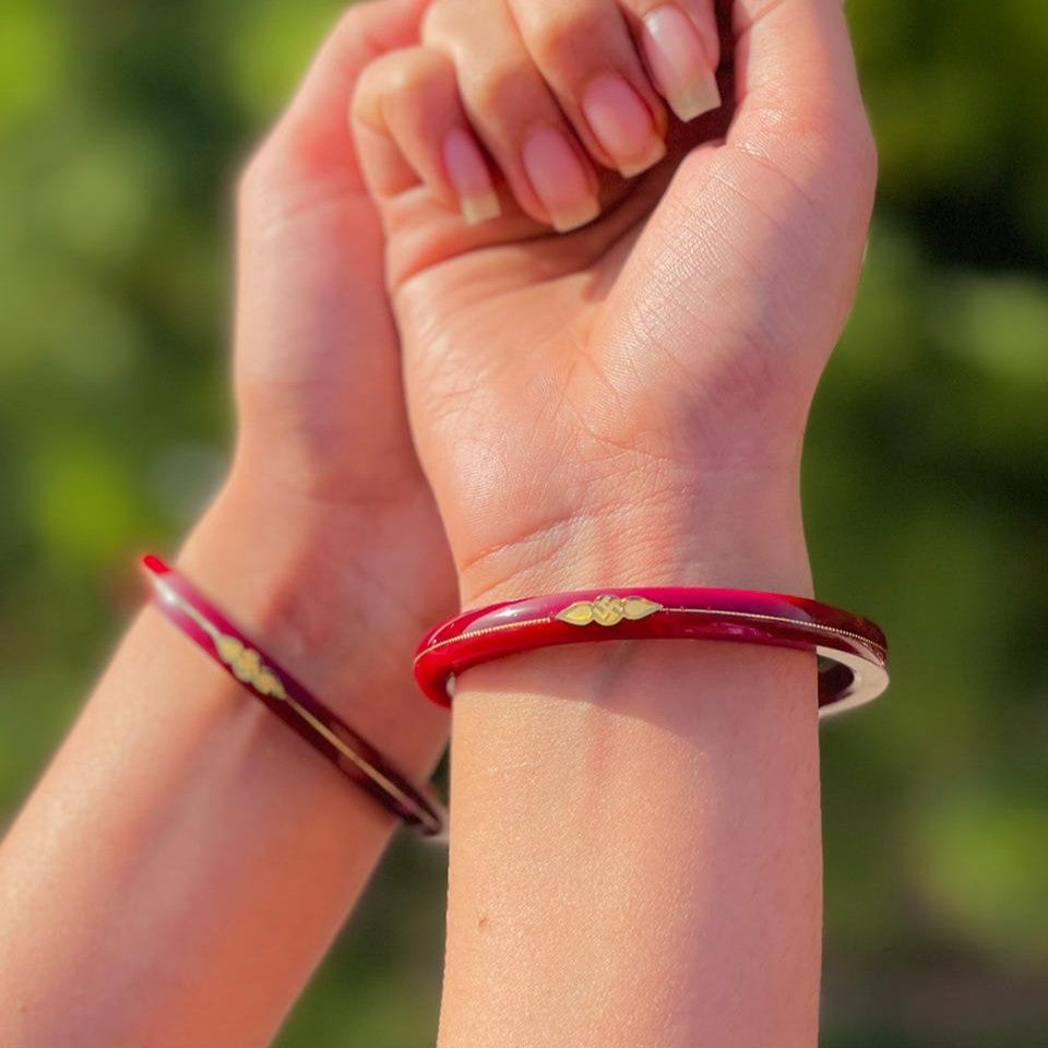 Maroon Bangles with Golden Detailing Classic Collection