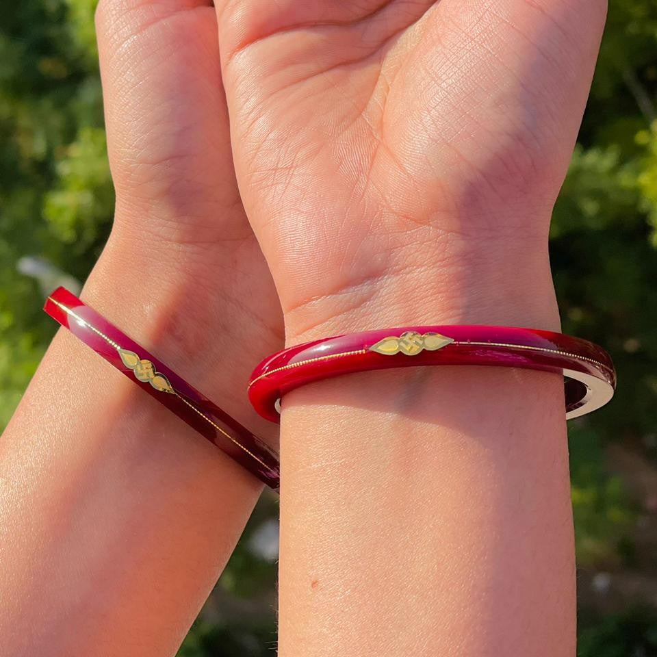 Maroon Bangles with Golden Detailing Classic Collection
