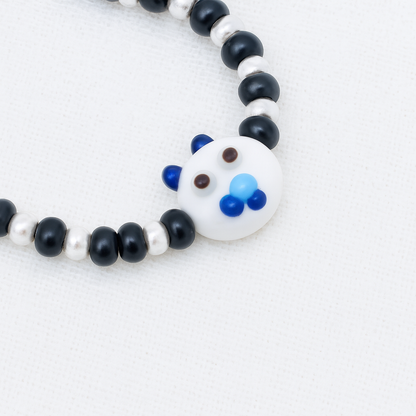 White Playful Silver & Black Beaded baby Bracelet