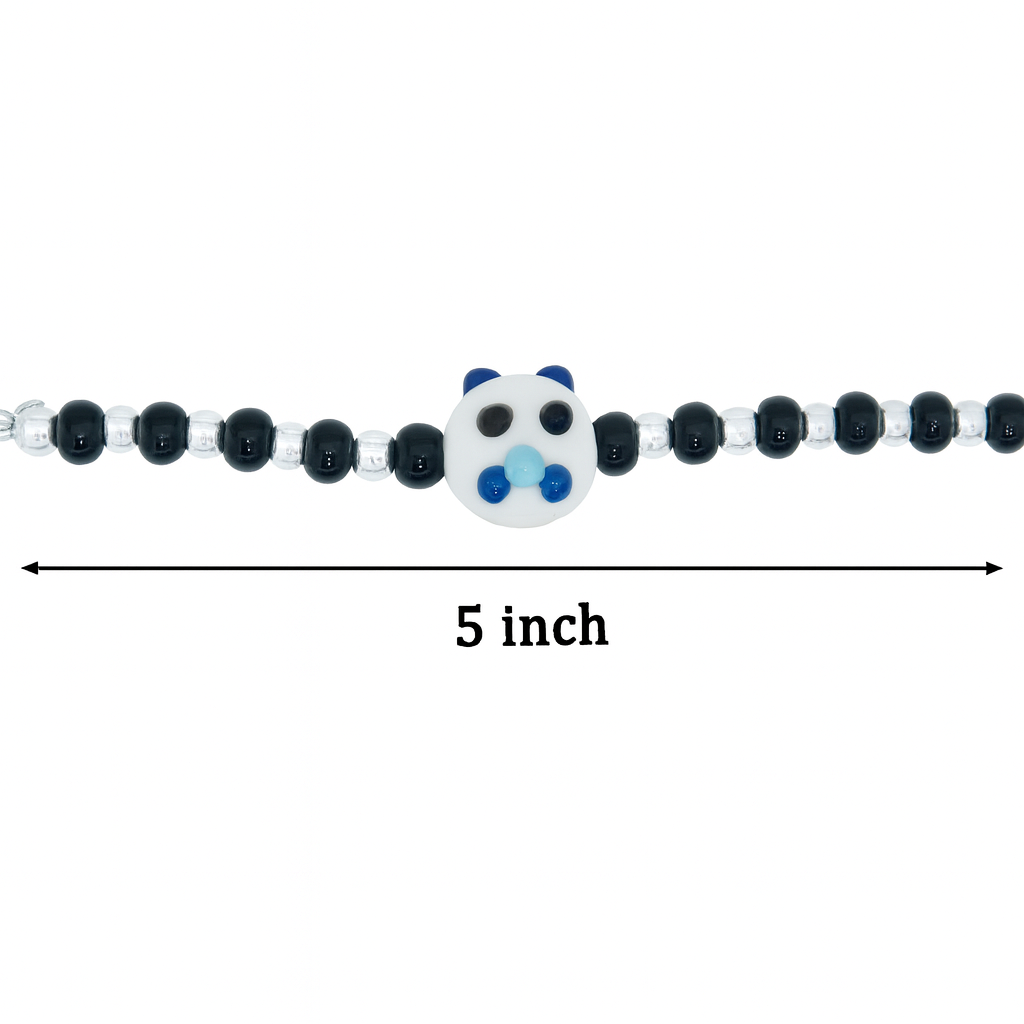 White Playful Silver & Black Beaded baby Bracelet