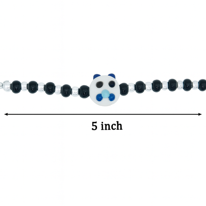 White Playful Silver & Black Beaded baby Bracelet