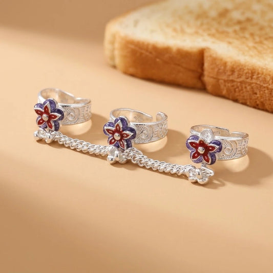 Women Silver Triple Chain Wedding Toe Rings