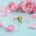 Yellow Rectangular Gemstone Silver Ring