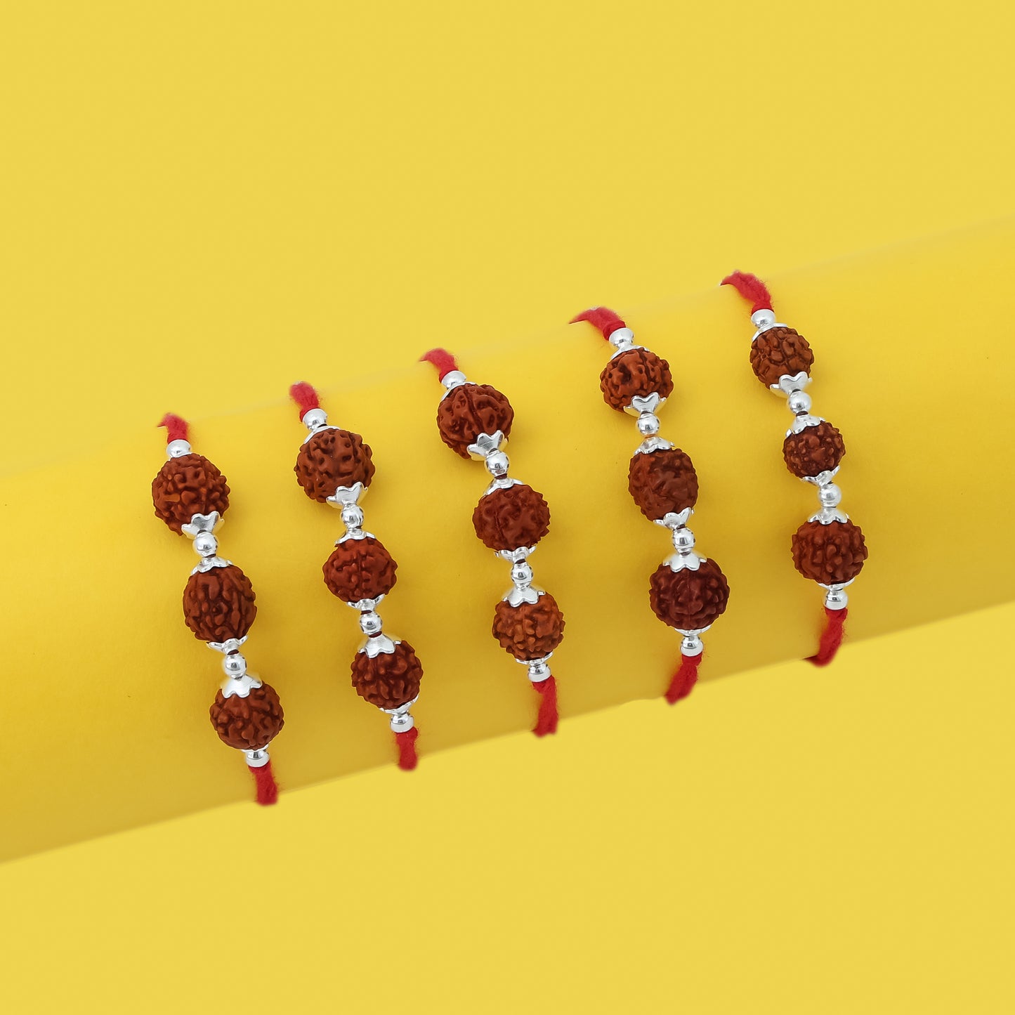 Trio Rudraksh Rakhi in Silver