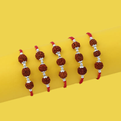 Trio Rudraksh Rakhi in Silver