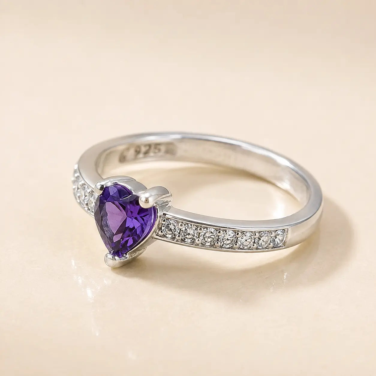 Purple Gemstone Silver Ring For Girls