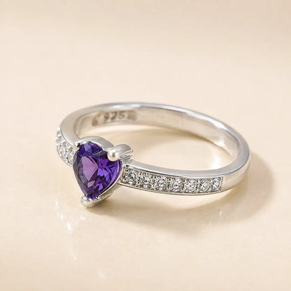 Purple Gemstone Silver Ring For Girls